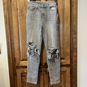 American‎ Eagle Outfitters Gray Distressed Comfort Stretch Jeans Size 4 Long
